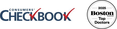 Consumers' Checkbook and Boston Magazine 2025 Top Doctors award badge